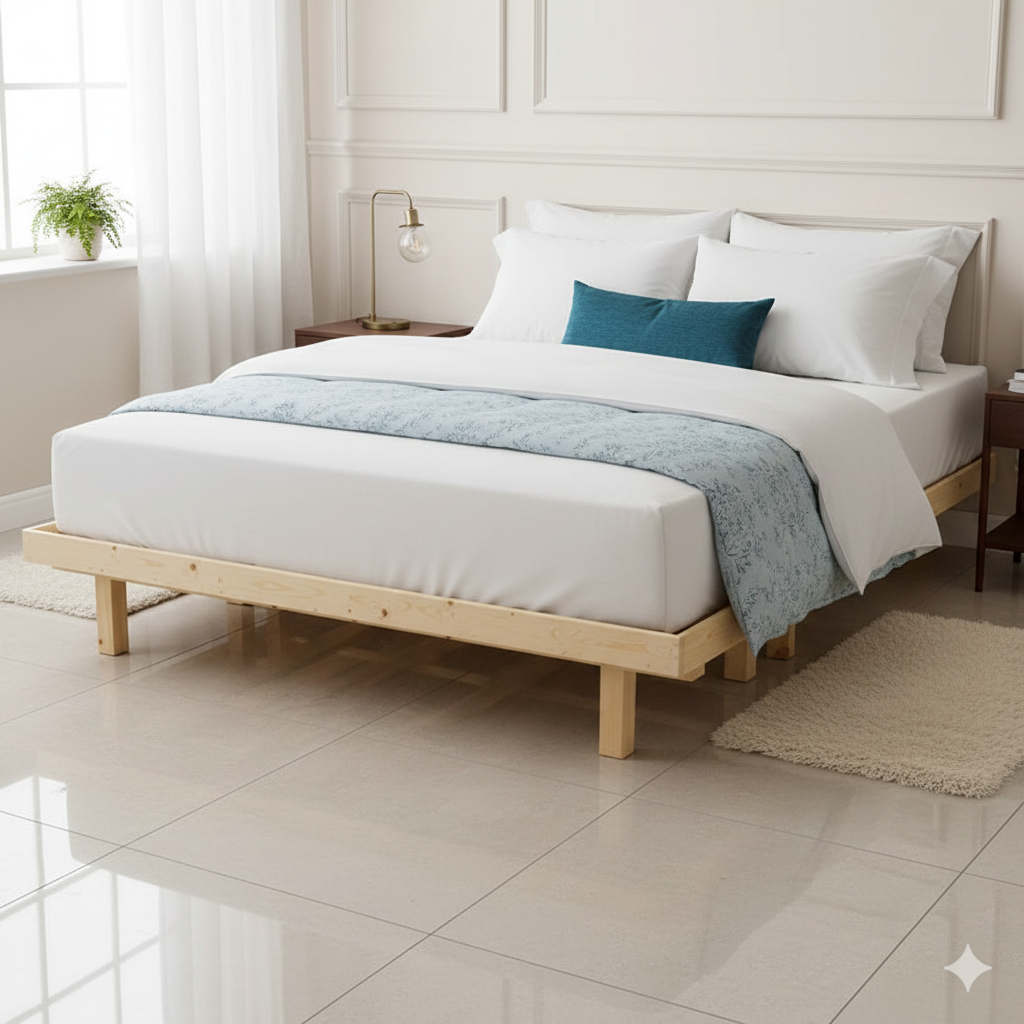 בסיס מעץ מלא עם מסגרת