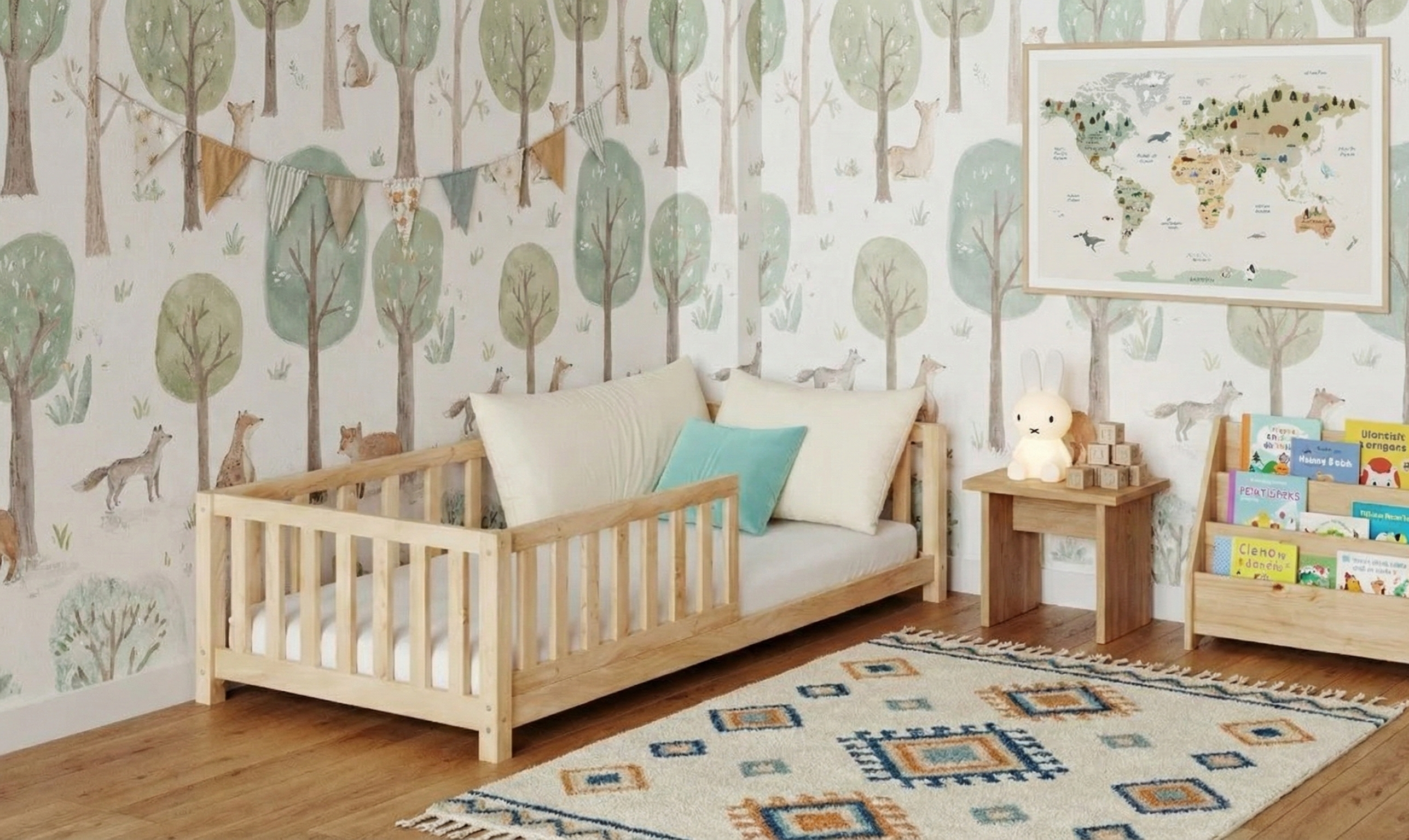 מיטת ילדים מונטסורית כולל מזרן לטקס ויסקו דגם לורן