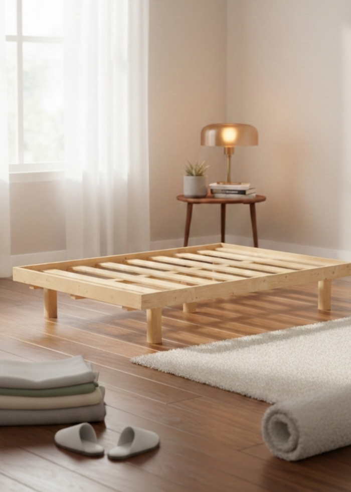 בסיס זוגי עם מסגרת מעץ מלא