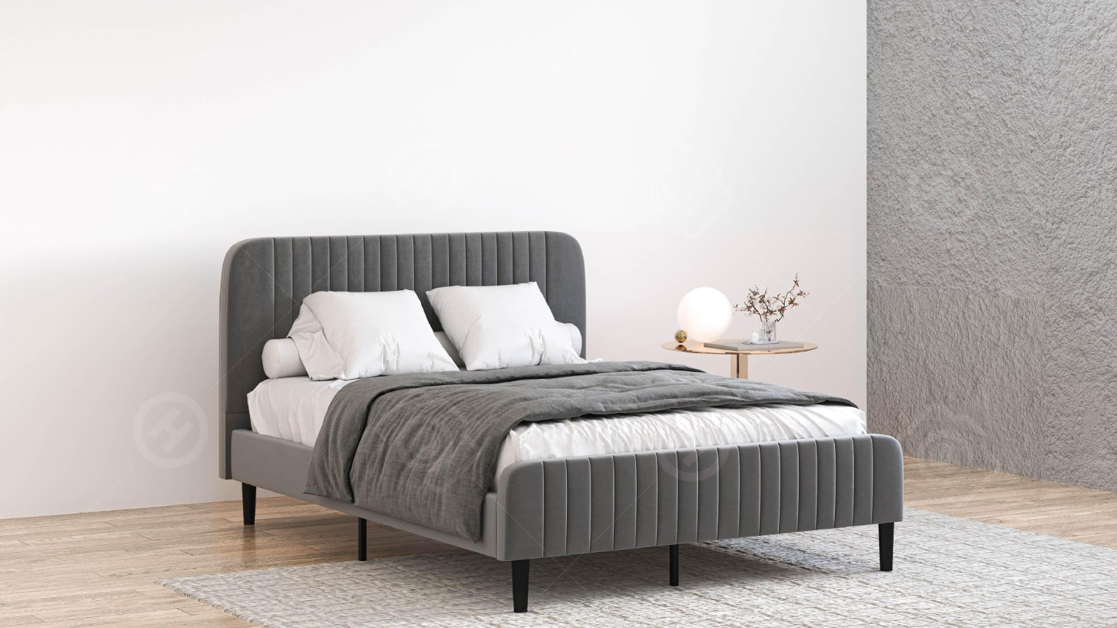 מיטה מרופדת + מזרן + כריות